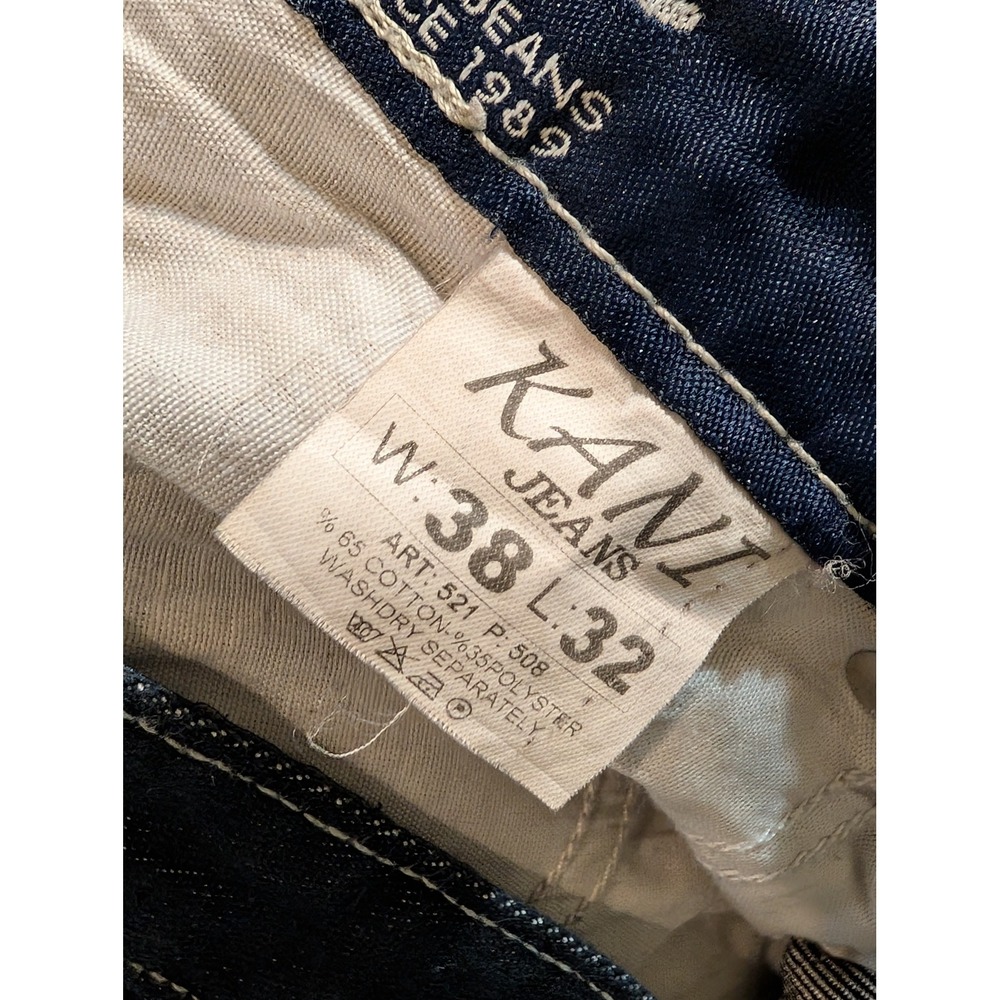 Karl Kani Baggy Barrel Jeans Dark Wash Black Distressed 38x32 Y2K Streetwear - Picture 4 of 9